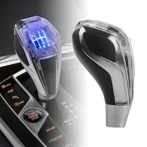 NHHEO Car Universal LED Crystal Gear Shift Knob, 7 Color Touch-Activated Illumination Compatible with Most Vehicles Without Buttons Manual Gear Shifters