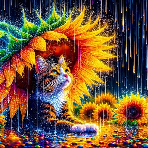 Kerayzygame Cat with Sunflower 1000 Pieces Jigsaw Puzzle for AdultsAnimal Jigsaw Puzzles for Cat Lovers