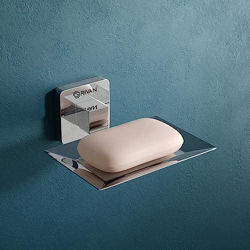 GRIVAN Wall Mounted Stainless Steel Square Shape Single Soap Dish/Holder for Bathroom, Soap Stands for Bathroom Wall/Soap Tray, Bath Dish Bathroom Accessories, and Fittings