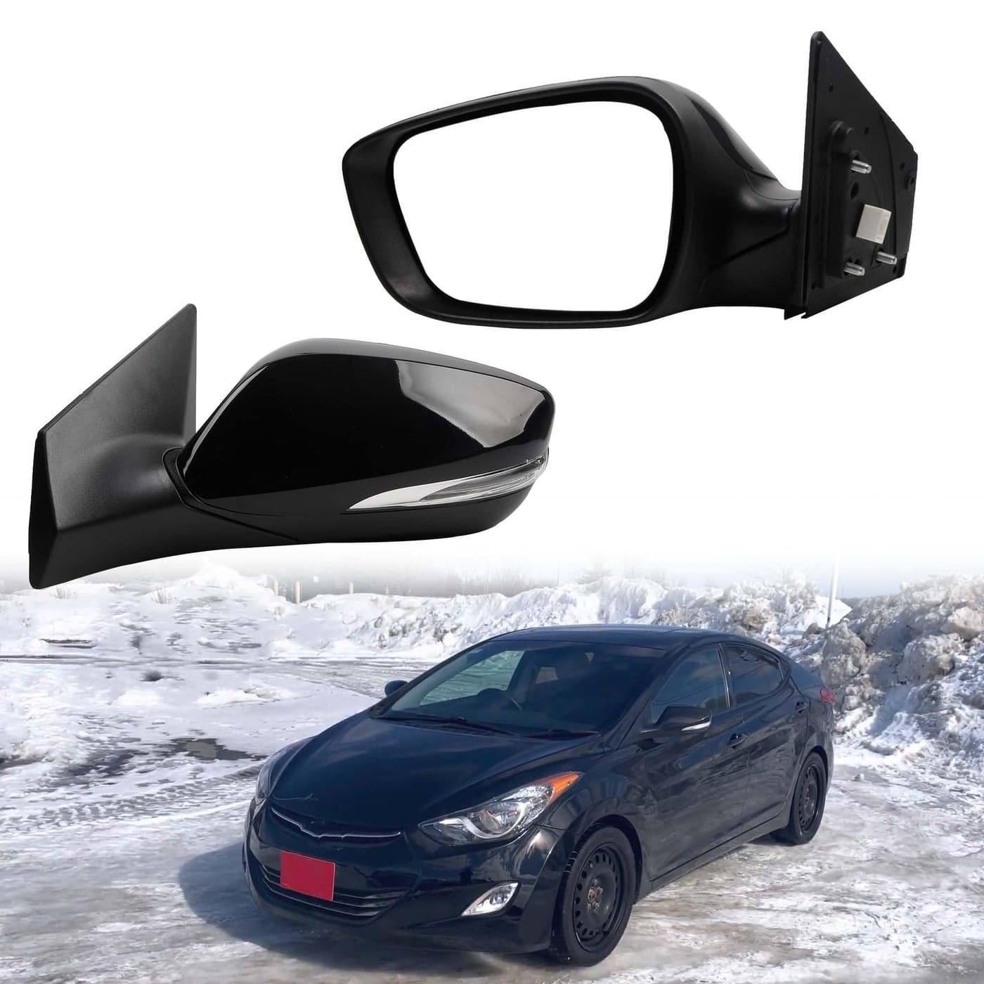 Dasbecan Left Driver Side Mirror Compatible With 20112013 Hyundai Elantra Rear view Mirror Black With Manual FoldingHeatedPower AdjustmentTurn Signal Replace HY1320178 876103Y000 6Pin