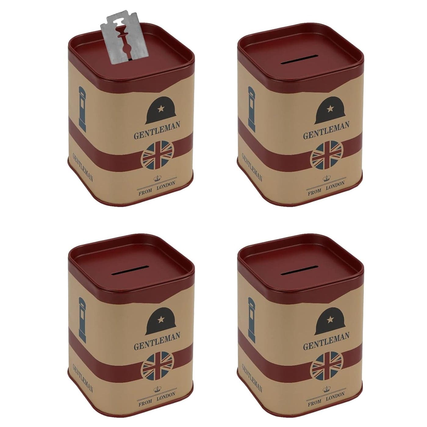4 Pack Razor Blade Disposal Container for Safety Razor Blade, Detachable Safe Blade Bank for Used Leaf Razor, Large Capacity Razor Iron Disposal Case (Red)