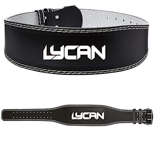 Lycan Leather Weight Lifting Belt - 4 Inches Wide Padded Gym Belt for Men and Women - Back Support for Weightlifting (SMALL)