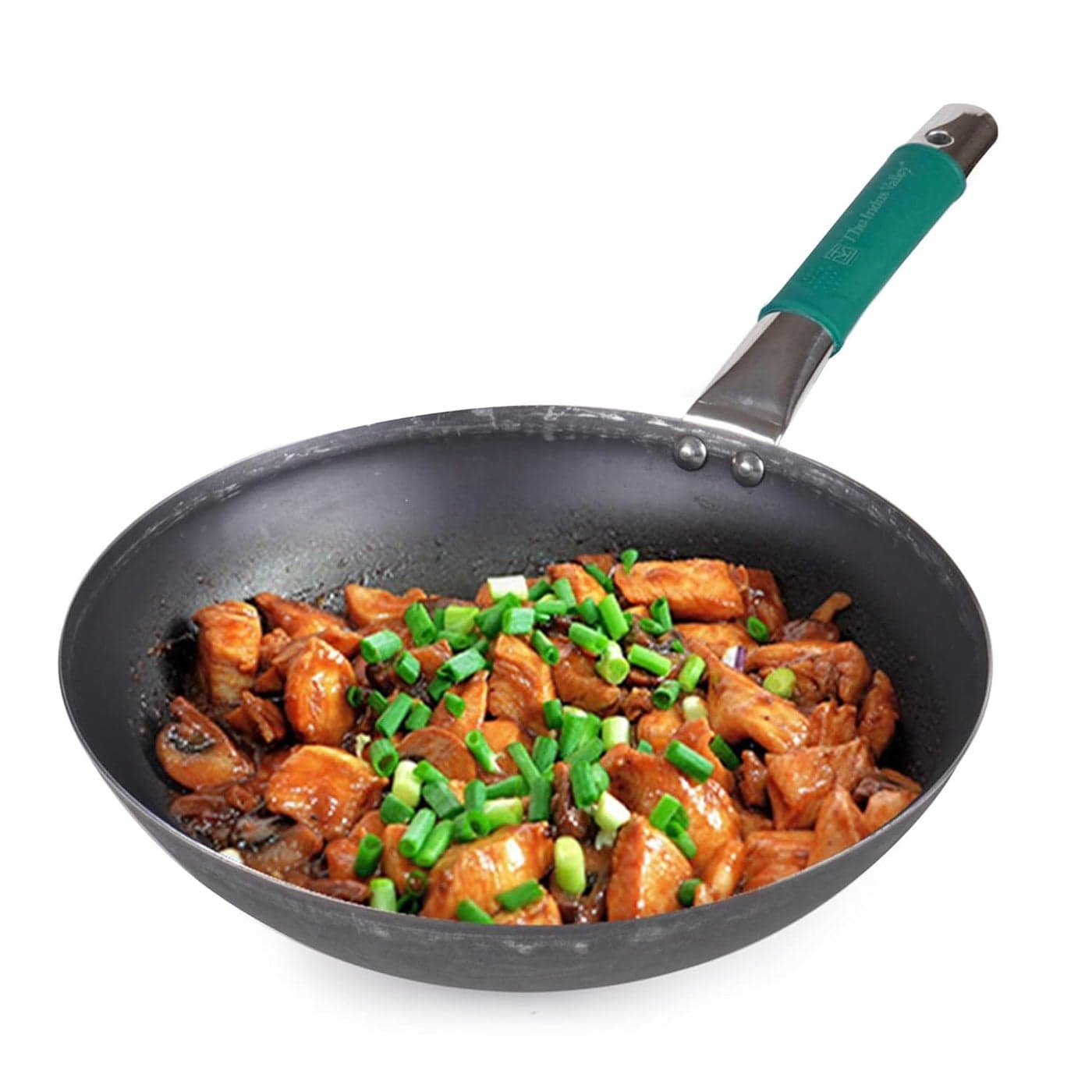 The Indus Valley Pure Iron Wok With Silicone Grip Large 308Cm121 Inch 35Ltr 14Kg Gas Compatible PreSeasoned Wok 100 Pure ToxinFree No Chemical Coating Black