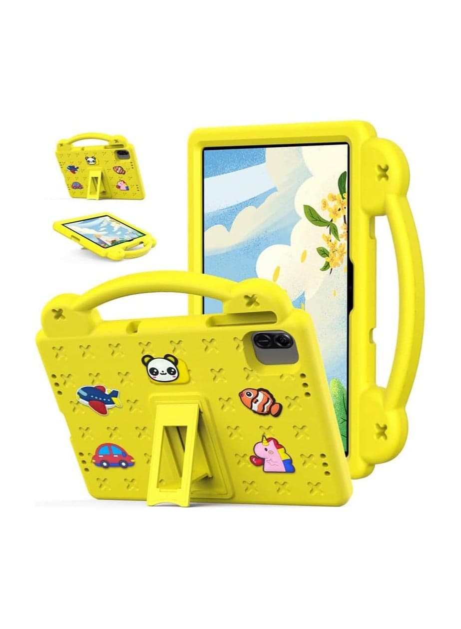 Kids Case Compatible with Honor Pad X8a 11-inch 2024 Anti-Fall Shockproof Stand Hand-Held EVA Protective Cover for Honor Pad X8a (Yellow)