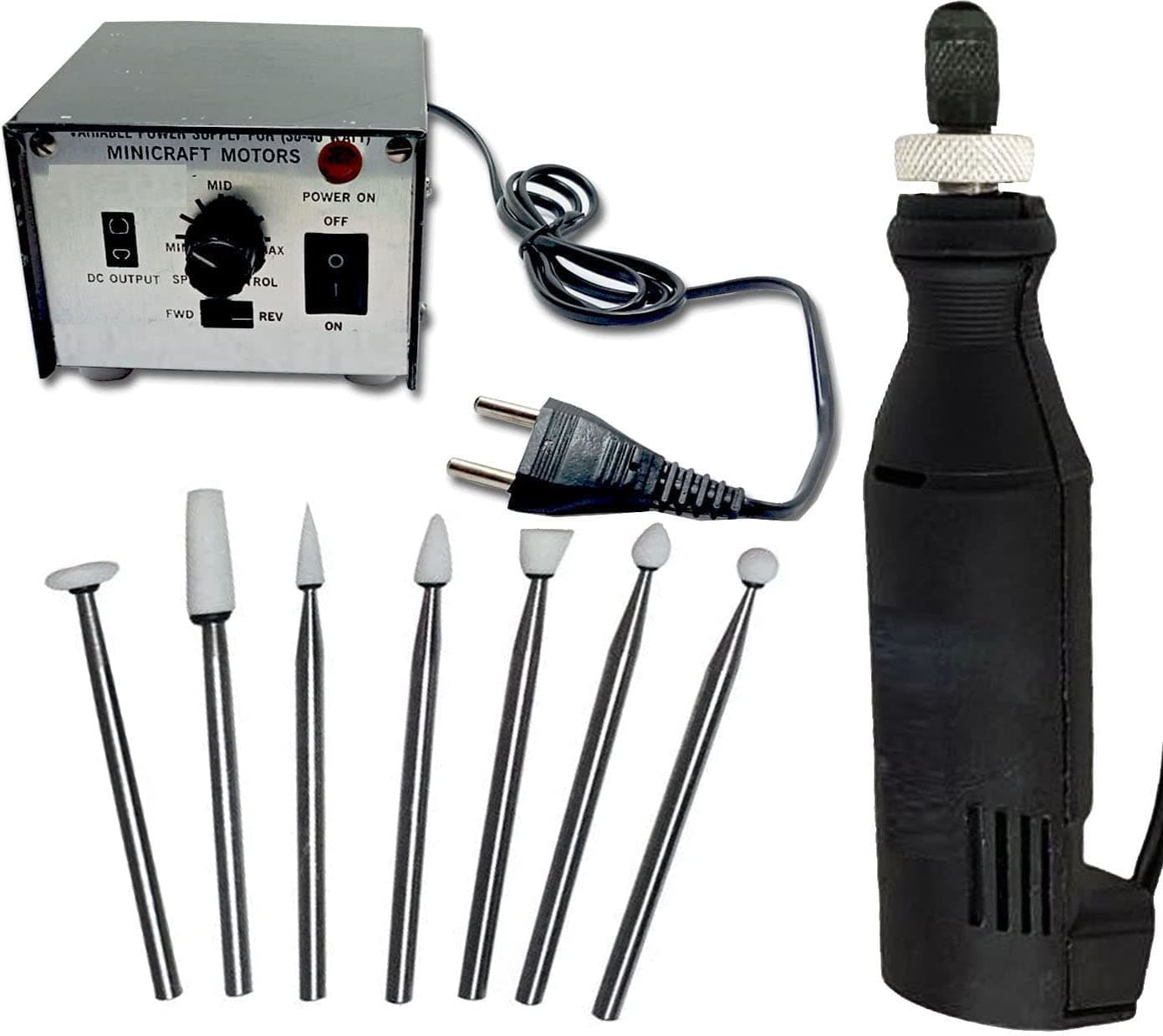 DIY Crafts Random 5 Type, Stones Burrs, Tools Minicraft Machine/Mini Drill Machine With 12V Speed And Direction Control Stabilizer Elimeter Box Adjustable Sp (Random 5 Type, Stones Burrs)