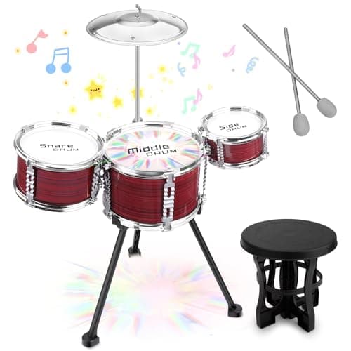 Upgraded Toddler Drum Set with Lights Kids Jazz Drum Kit Musical Instrument Toys for Toddler 35 Boys Girls Christmas Birthday Gift