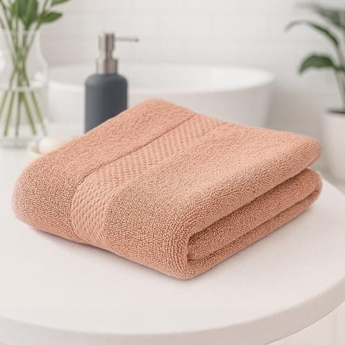 Earthy Fables Premium Bath Towel - 100% Combed Cotton, 600 GSM, Ultra Soft, Quick Dry and Highly Absorbent for Home, Travel and Acne-Prone Skin, 140 x 70 cm, Peach