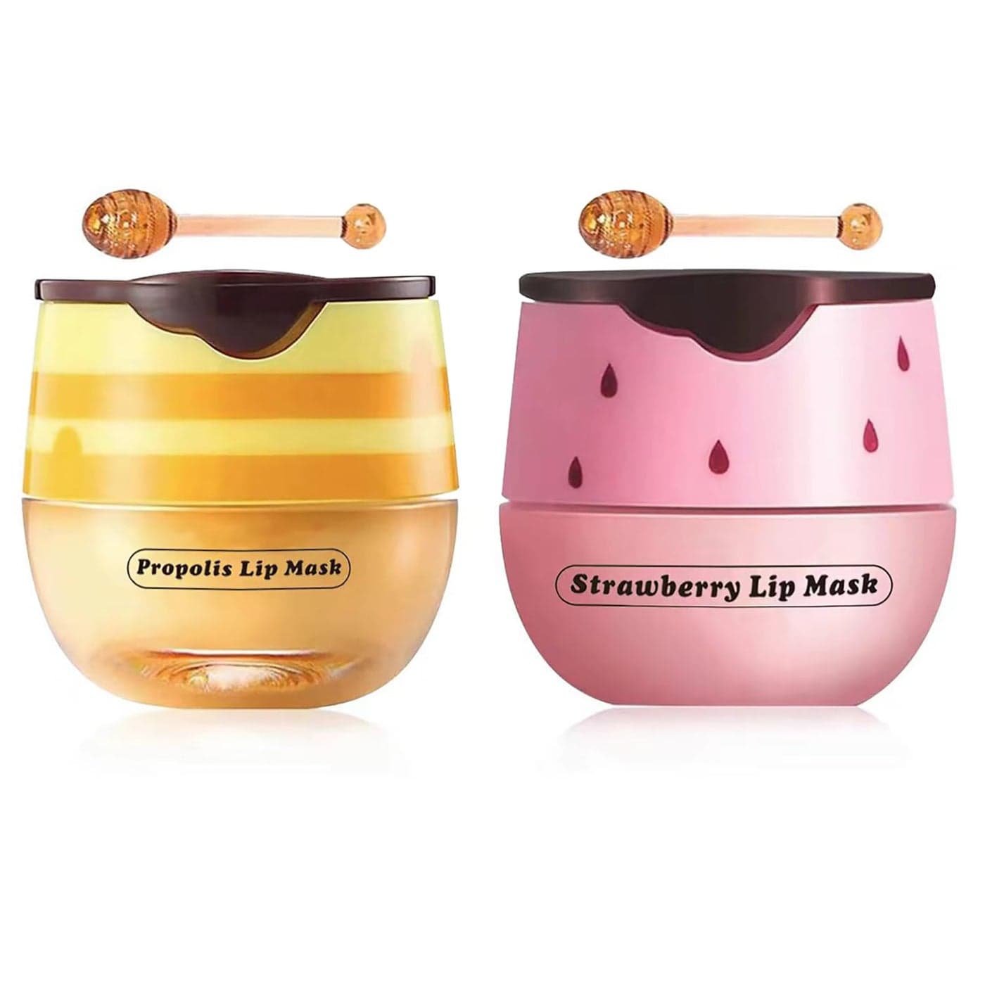 2 Pcs Strawberry Honey Lip Balm Lip Mask with Stick Moisturizing Lip Sleeping Mask Day Night Lip Care Hydrate Repair Prevent Dry Cracked Exfoliate HoneyStrawberry