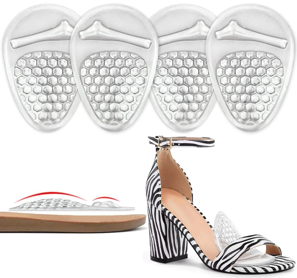 Beautulip Ball of Foot Cushions Women Metatarsal Pads High Heel Comfort Pads Weight Shifting and Shock Absorbing in Shoes 2 Pairs Clear