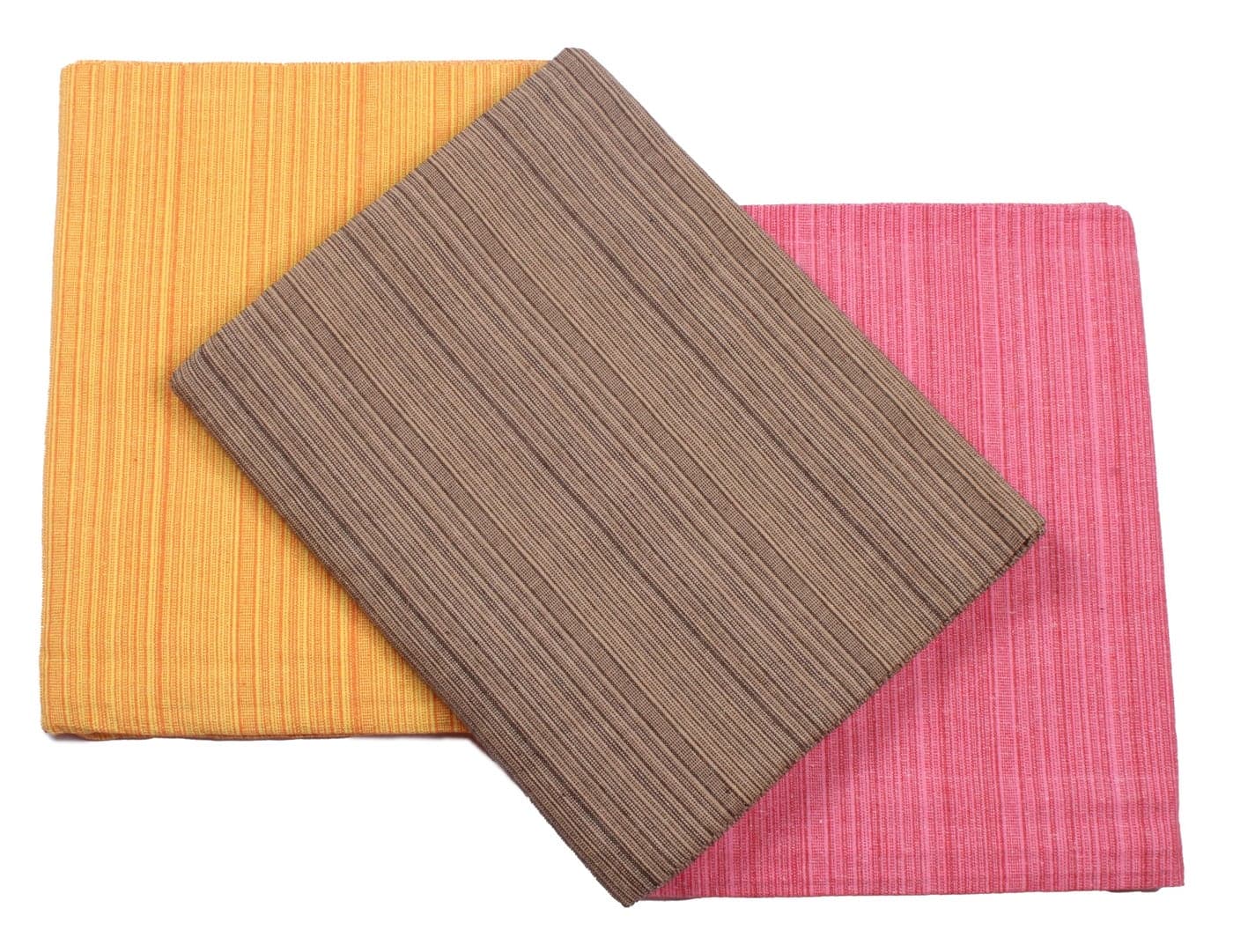 Tharunsha Elite100% Natural Pure Cotton All Weather Blanket/Solapur Bedsheet/Top Sheet/AC Comforter Elegant Design- Single Size 60 inches x 90 inches Set of 3 pcs (Yellow-Biscuit-Pink)