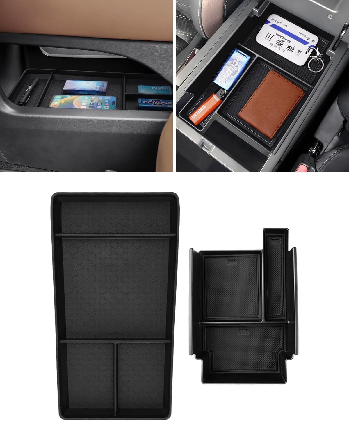 FIILINES 2PCS Center Console Organizers for Nissan Pathfinder 2022-2025