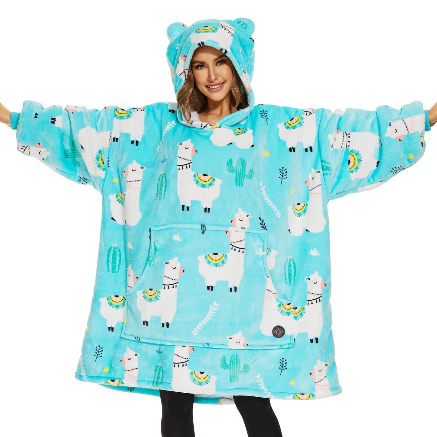 THREE POODLE Wearable Blanket Hoodie for Women Oversized Sherpa Sweatshirt Blanket for Adults Men Warm Cozy Alpaca Hooded Blanket Gifts for Mom Girlfriend Sister