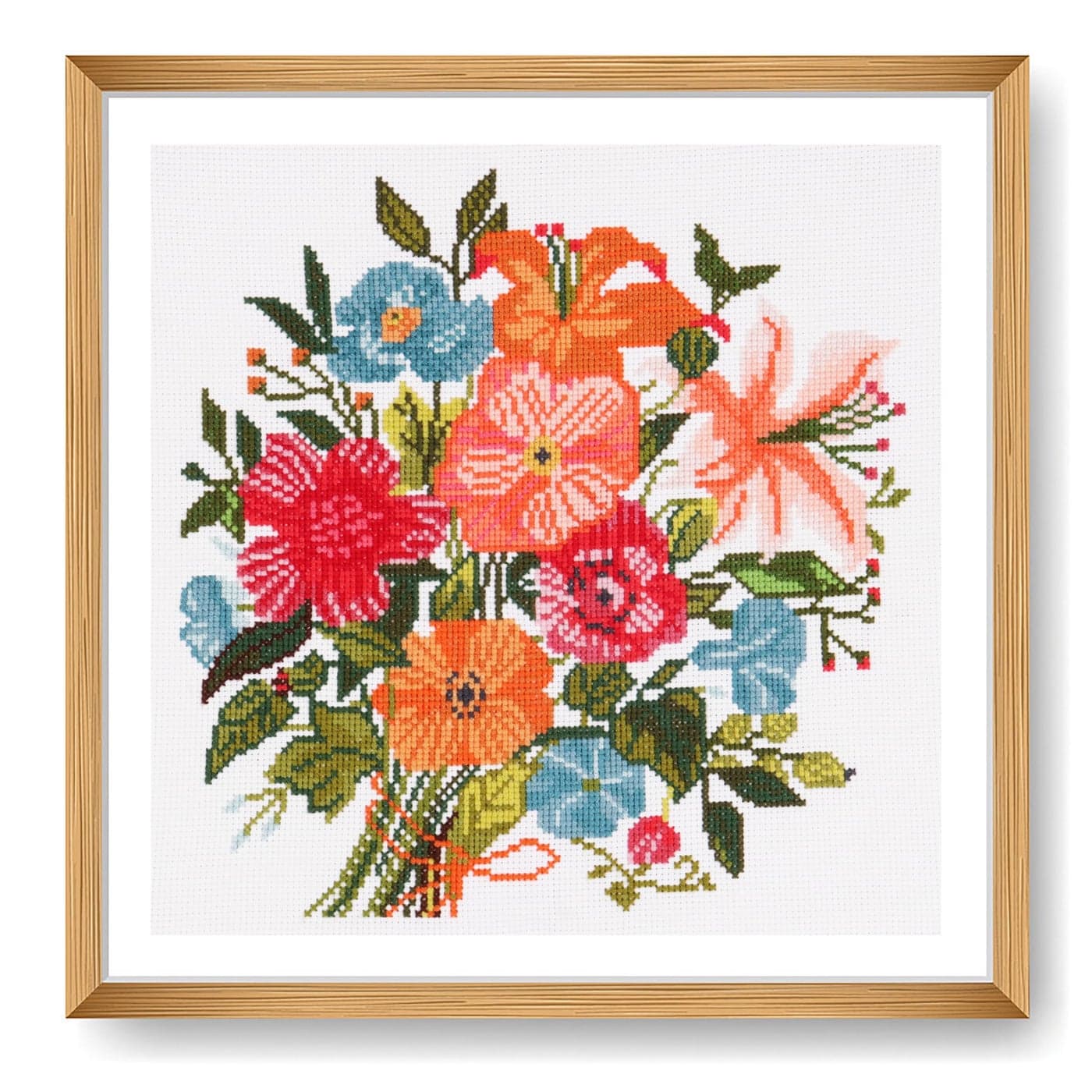 Trimits Large Cross Stitch Kits Counted Embroidery Needlework for Adults Beginners Kids Christmas Gifts Wall Art Frame Not Included 11 Count Floral Bouquet