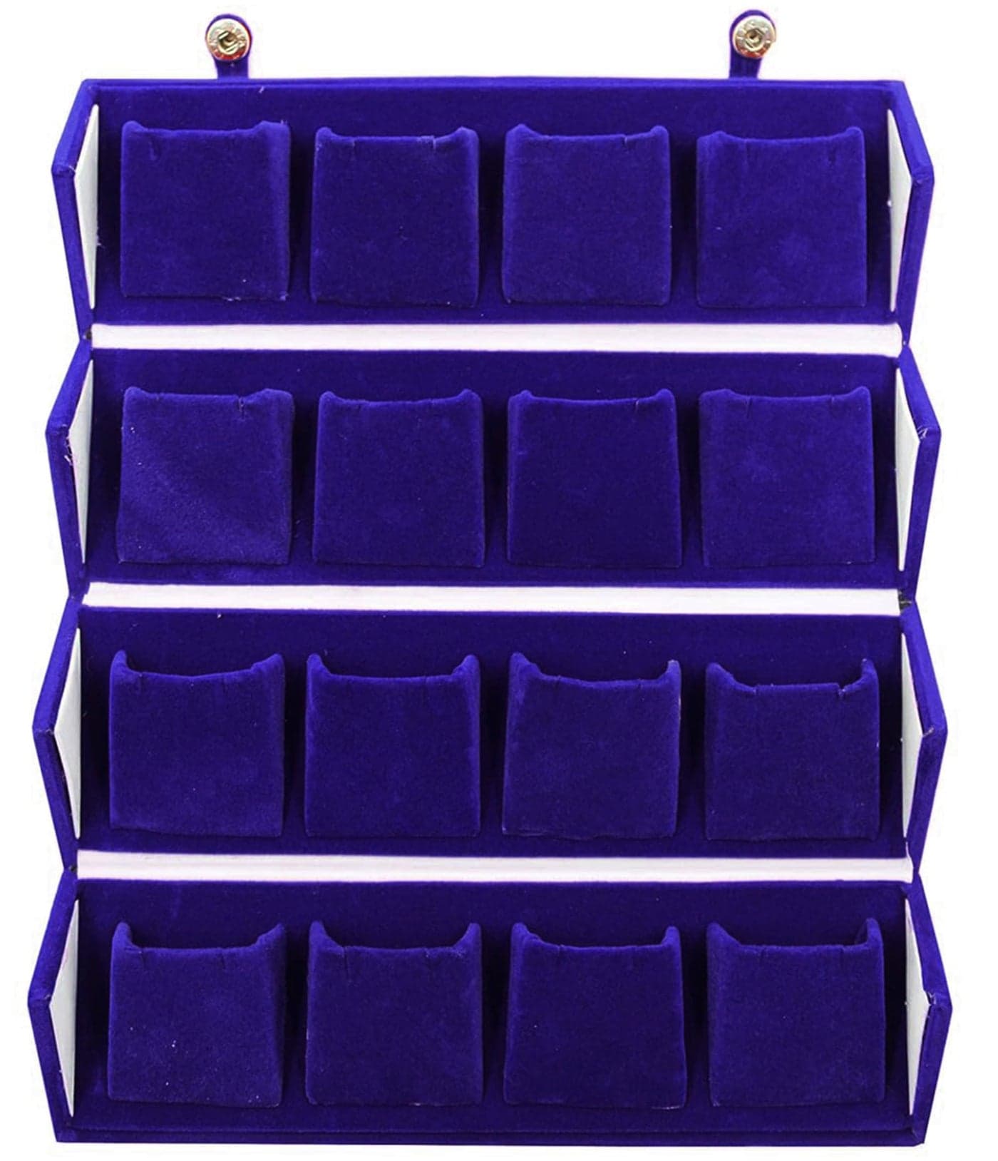 atorakushon® Velvet Jewellery Box 16 Pair Earring Organizer Makeup Travelling Vanity Ring Box Women And Girls (Blue)