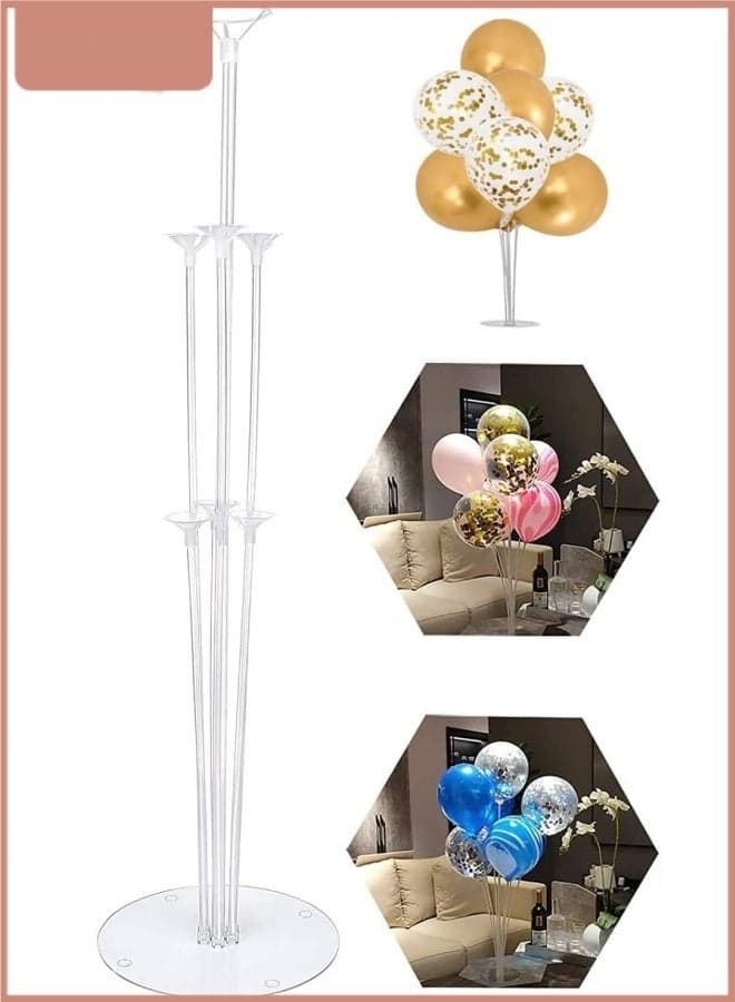Balloon Stand Kit, 7-Tube Reusable Balloon Holder with Base, Air Fill Balloon Centerpiece Stand for Birthday Wedding Baby Shower Graduation Party Decorations