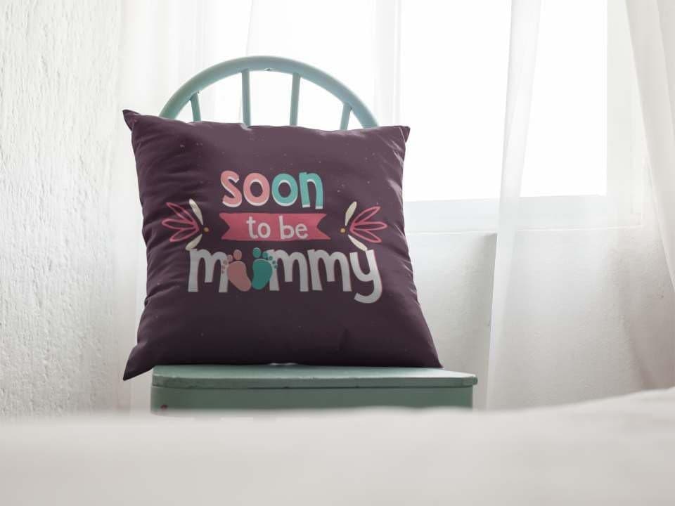 TheYayaCafe Mom to Be Cushion with Filler Soon to Be Mummy 12x12 Inch — Baby Shower Pregnancy Gift for Expecting Mother