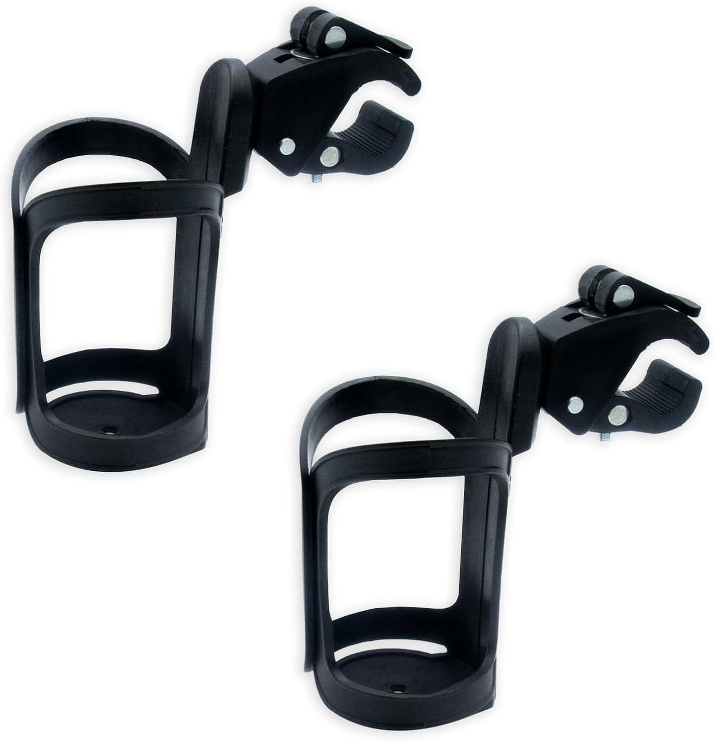 NCGDPZY Universal Bike Cup Holder 2Pack 360 Rotatable Large Caliber Design Cup Holder for Bike Stroller Wheelchair Walker Scooter HighStrength Nylon OneClick Lock System Black