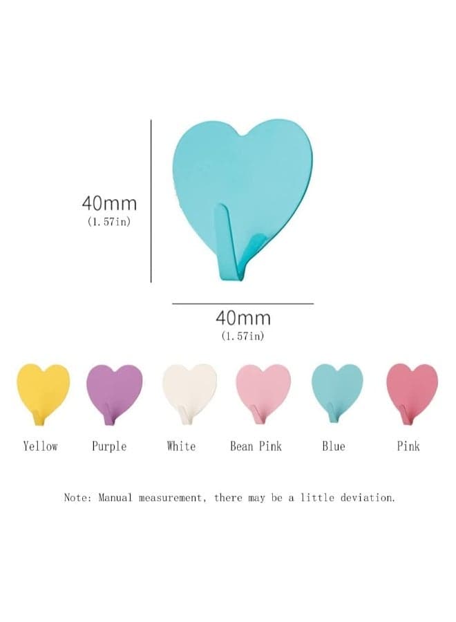 Heart Shaped Decorative Wall Hooks, 24 Pack Stainless Steel Strong Adhesive Wall Hook for Home Kitchen Bathroom, Cute Utility Hooks, for Hanging Hat, Towel, Key, Towel Hook Wall Mount