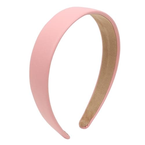 Uintoon Pink Headband Leather Headband for Women Plastic Hard Head Band Solid Colors 1 Inch Thin Hair Bands Holiday Cosplay Hair Accessories