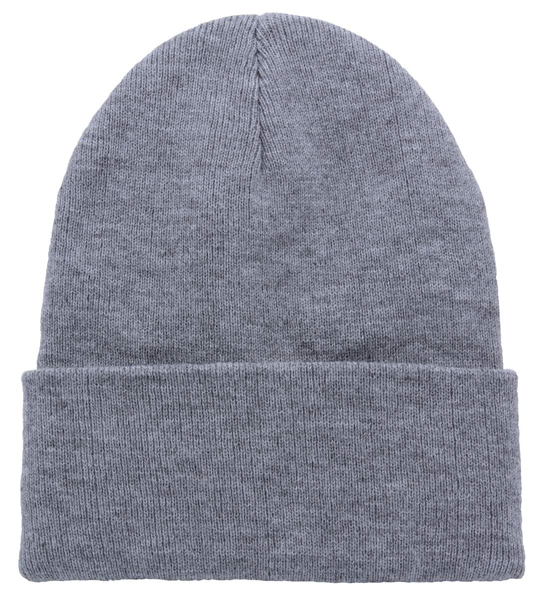 Top Level Beanie Men Women - Unisex Cuffed Plain Skull Knit Hat Cap, Heather Grey