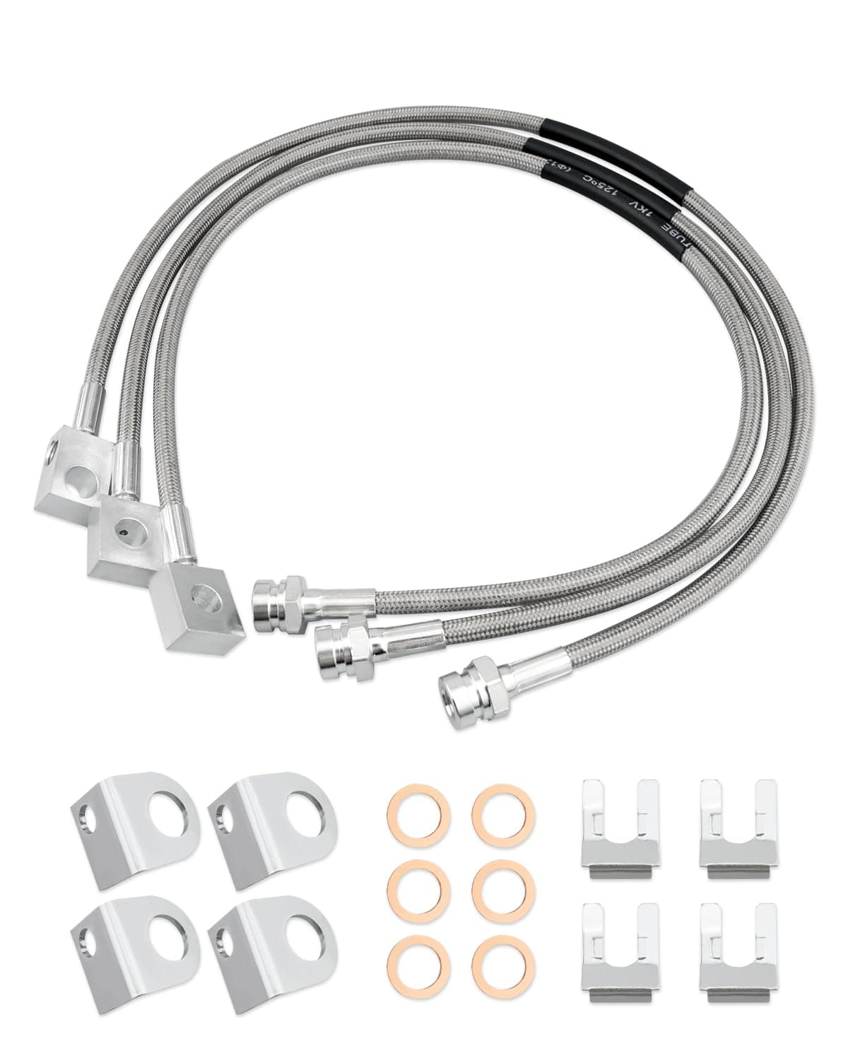 ANODZU 89715 Front Rear Extended Brake Line Hose Kit Stainless Steel Fit for Jeep Cherokee XJ 19842001 Wrangler TJ 19972006 TJ Unlimited 20042006 YJ 19871995