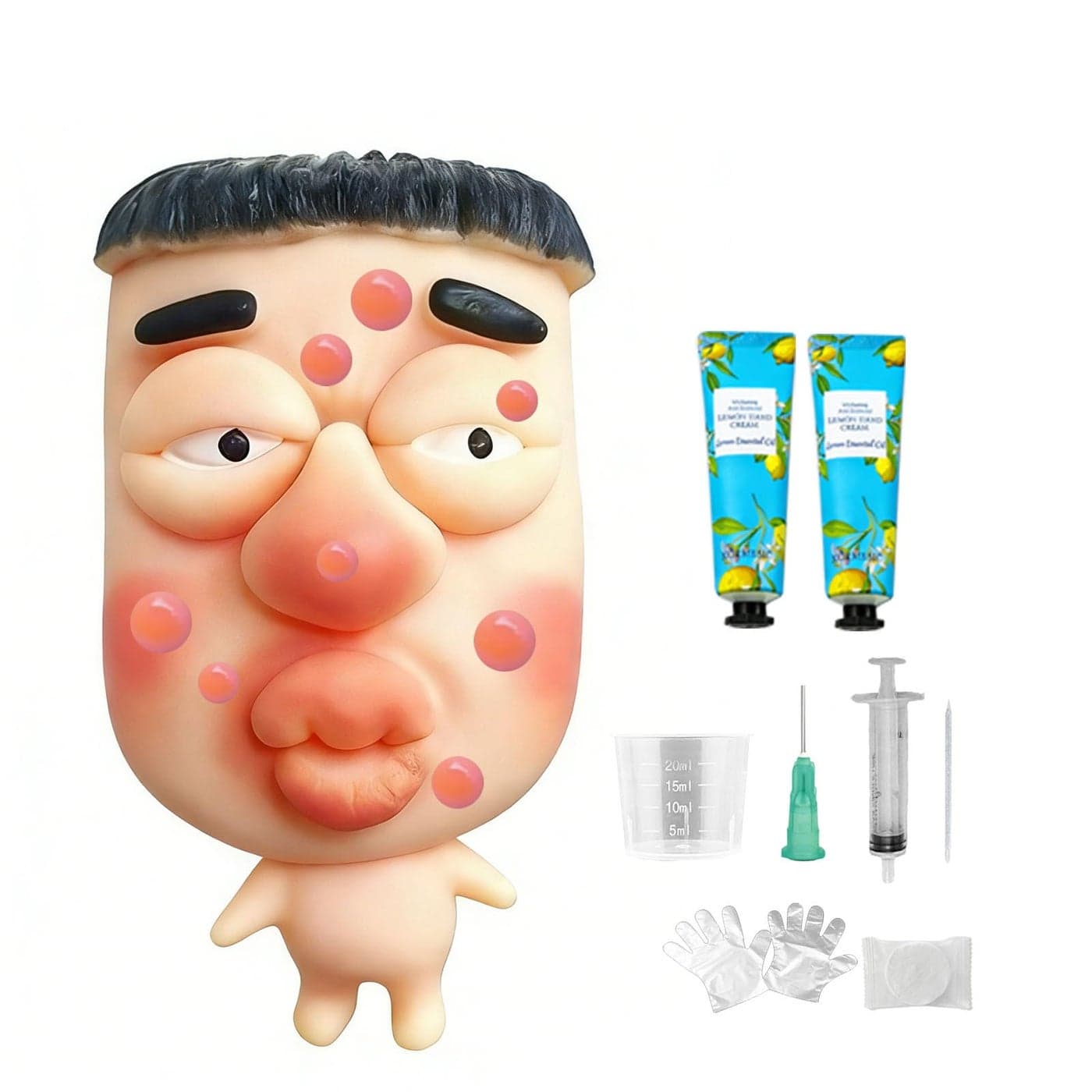 Pimple Popping Squishy Stress Relief Fidget Toy Reusable Silicone Pimple Popper Set Soft Sensory Squeeze Toy with Refill Kit Satisfying Burst Play for Desk Relaxation Large Size SquishFace