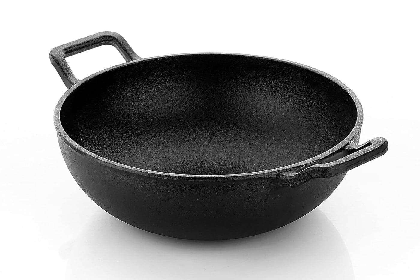 NUTRION Cast Iron Kadai Pre Seasoned Kadhai Wok 25 cm Cookware Kadhai 10 Inch Kadhai 25 cm Diameter Capacity Cast Iron Induction Bottom