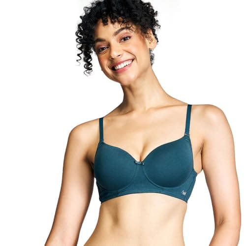 NYKD (NYB198 Cotton Lightly Padded & Non Wired T-Shirt Bra for Women | Medium Coverage Bra with Soft Detachable Straps | Ideal for All Day Comfort - S Blue