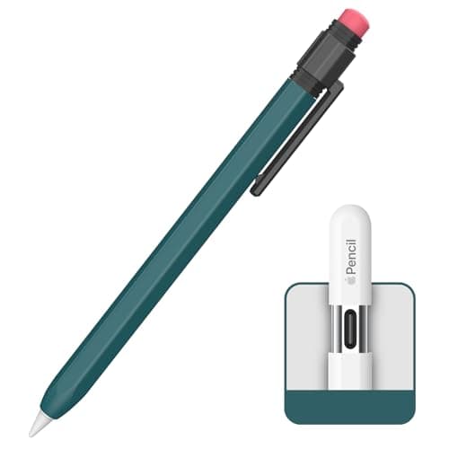 TRONWIN Apple Pencil USB C CaseSilicone Sleeve Protective Cover Perfect Grip Skin Classic Design with Sturdy Clip Compatible with Apple Pencil USBc for ipad pro Dark Green