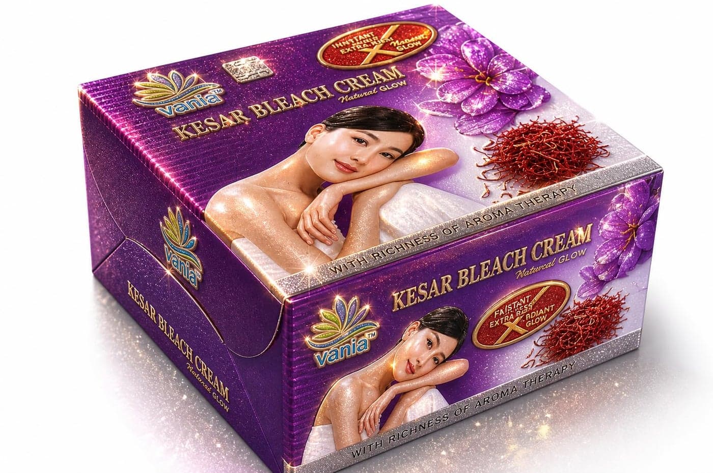 Vania Kesar Infused Bleach Cream 250g Glow Enhancing Cream for Clear Even Complexion Soft Hydrating Formula with Cooling Effect Helps Minimize Tan and Pigmentation for Normal to Dry Skin