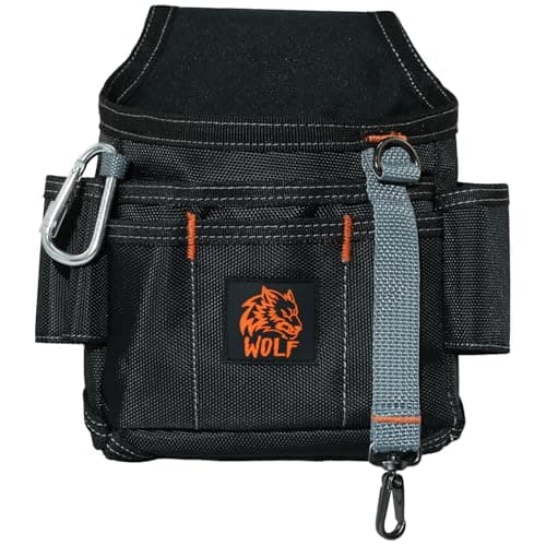 Wolf WTH2106 Small 13 Pocket HeavyDuty Ballistic Pouch Bag 3 Belt Tunnel Loop Clip Flashlight Tool Sleeve Key Carabiner Durable Lightweight Contractors Electricians Maintenance Handyman