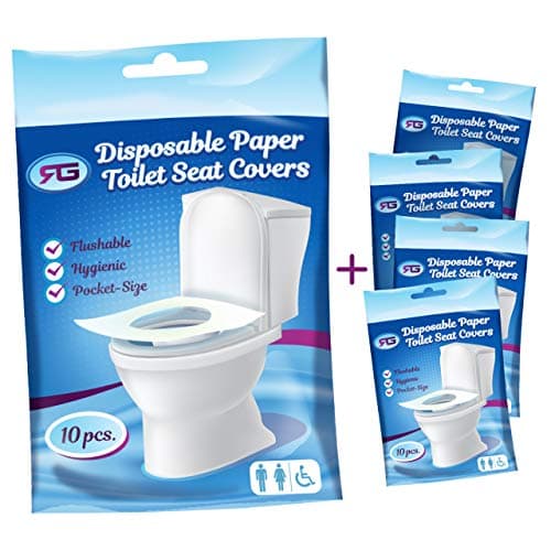 Rockland Guard Toilet Seat Cover - Flushable & Disposable Toilet Seat Cover for Bathroom - Road Trip Accessories & Travel Essentials for Kids & Adults - 5 Resealable Packs with 10 Sheets - 50-Count