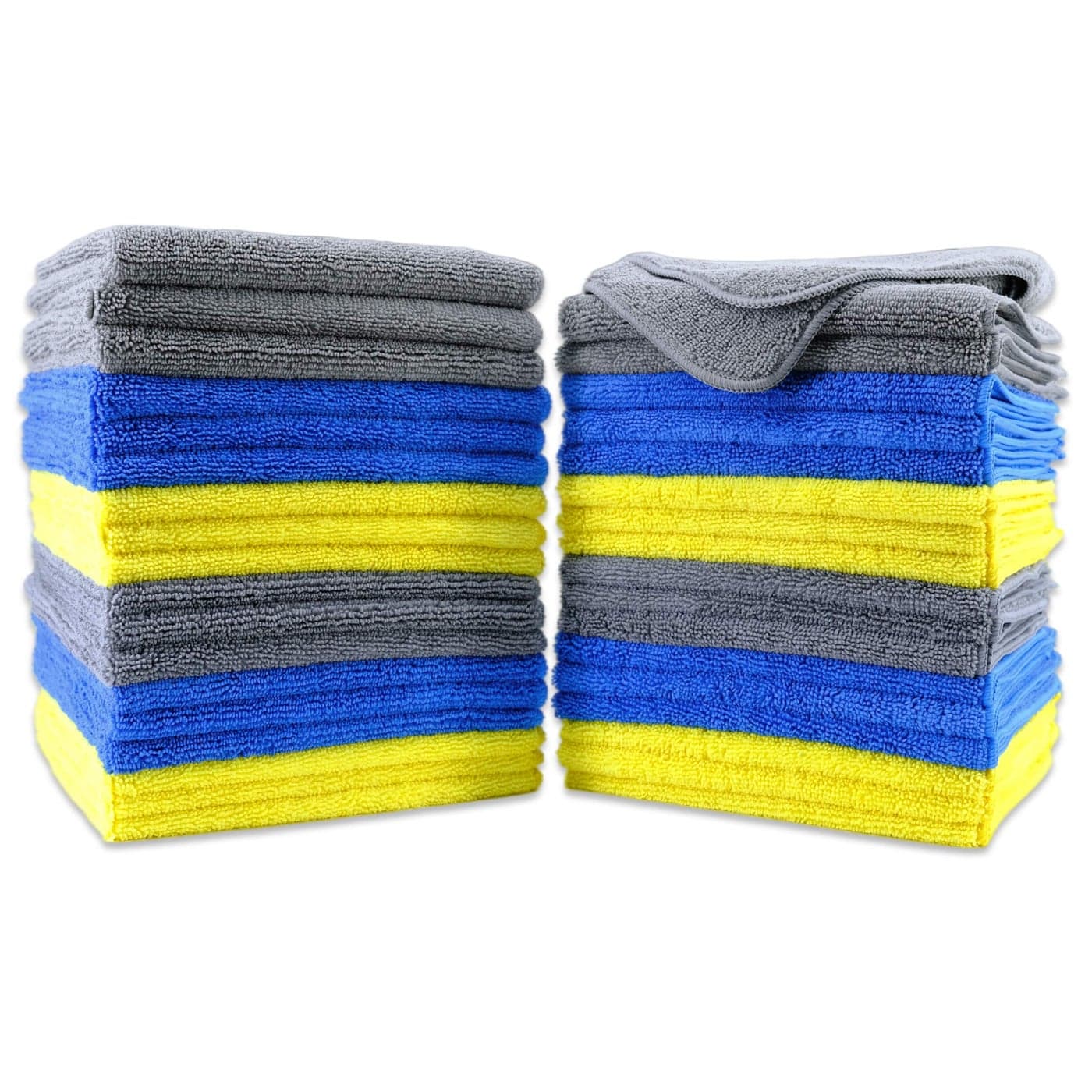 POLYTE Premium Microfiber Cleaning Towel16x16 in 36 Pack BlueGrayYellow