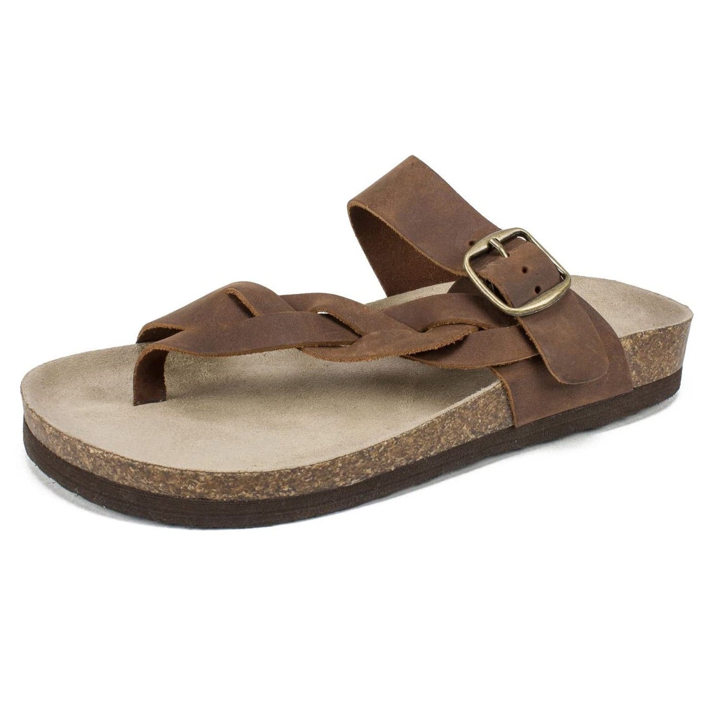 WHITE MOUNTAIN Shoes Crawford Womens Flat Sandal BrownLeather 9 M