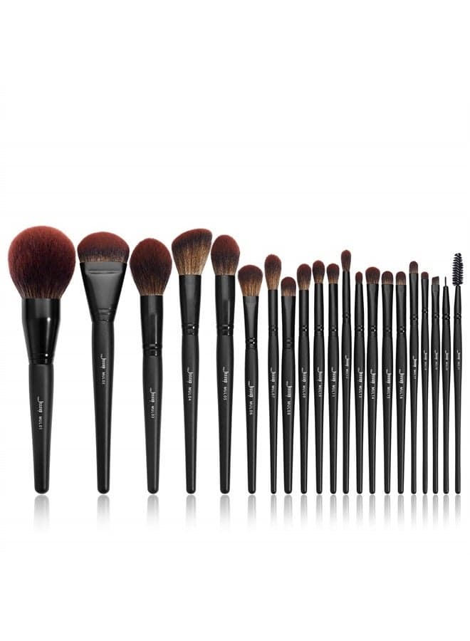 Makeup Brushes Set Premium Synthetic Powder Foundation Highlight Concealer Eyeshadow Blending Eyebrow Liner Spoolie Brush Set Black 21pcs T271