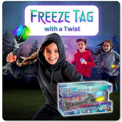 Freeze Tag with a Twist Vikings of the Northern Lights 310 Players Ages 5 Glow in the Dark Gem Treasure Hunt RV Family Camping Games Outdoor Games for Kids Backyard Summer Toys