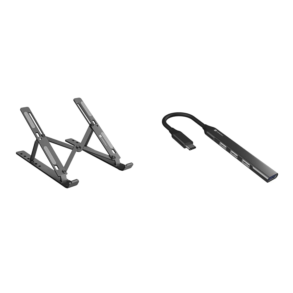 Portronics My Buddy K Portable Laptop Stand with Adjustable Height Foldable OverHeating Protection