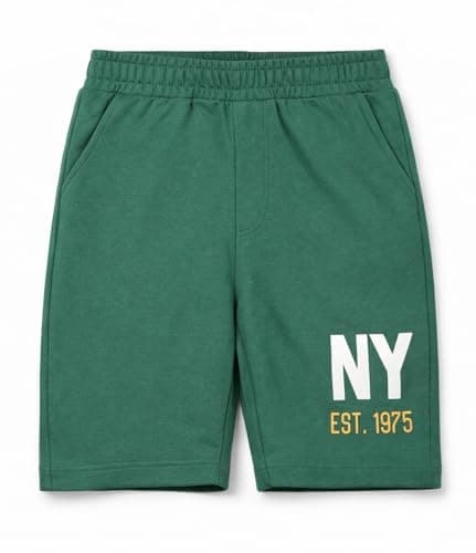 Alan Jones Clothing Boys Casual Bermuda Shorts | Placement Print | French Terry | Regular Fit | Drawstring Closure | Age 5–16 Years | Lounge & Casual Wear Green_15-16 Years