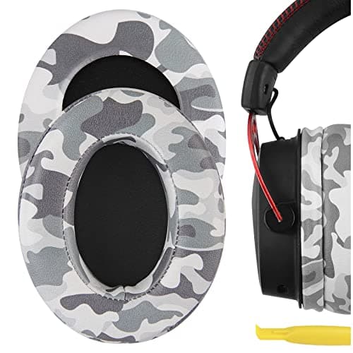 Geekria QuickFit Extra Thick Replacement Ear Pads Compatible with HyperX Cloud III/II/Mix/Alpha/Flight/Stinger/Revolver S Headphones, Ear Cushions (Camo)