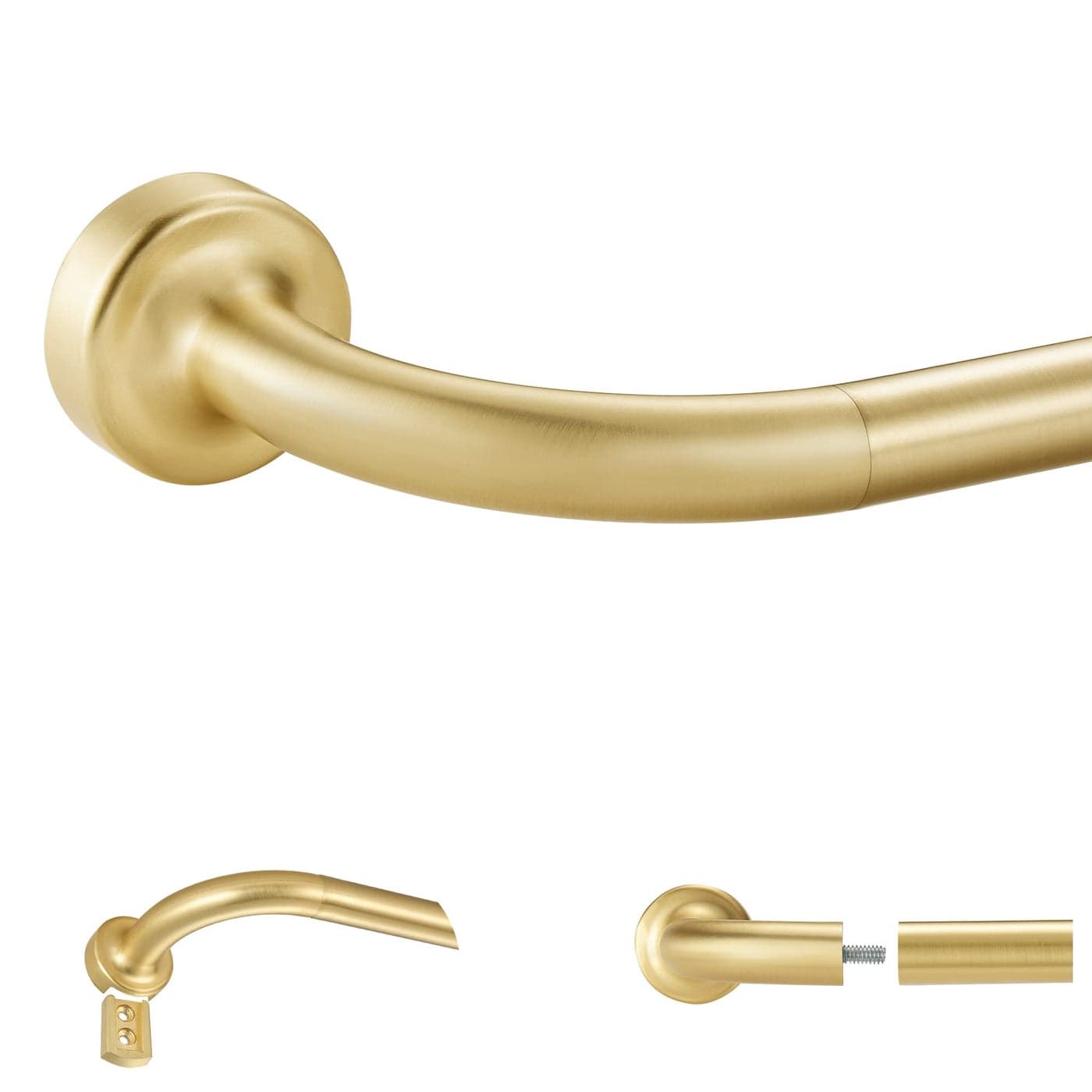 Brass Disc Curtain Rods 2848 Inches Window Curtain RodAdjustable Room Darkening Curtain Rod with Aluminum Finials and BracketsWrap Around Design