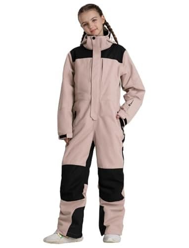 GSOU SNOW Ski Suit Kids Snowsuit One Piece Boys Girls Snowboard Suit Ski Jumpsuits Waterproof Windproof Pink 6-7 Years