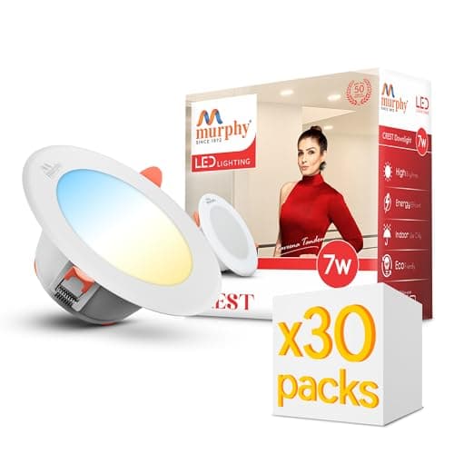 Murphy Crest Premium 7W 3-in-1 LED Concealed Down Light |Cool White, Warm White & Natural White | Switch Controlled Color Changing | Modern False Ceiling Lighting | 2-Year Warranty | Pack of 30