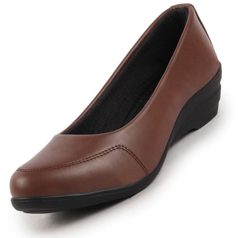FAUSTO FST FJDWC-7022 BROWN-37 Women's Brown Formal Platform Wedge Heel Slip On Ballerina Shoes (4 UK)