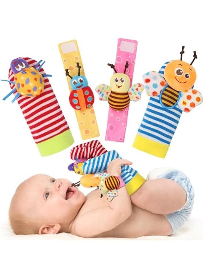 Bloobloomax Baby Rattles Toys for 0-12 Month, Infant Girl Boy Toys for Babies 3-6 Months, Newborn Hand u0026 Foot Toys for 0 to 9 Months, Baby Shower Gifts Set with Wrist Rattle Socks