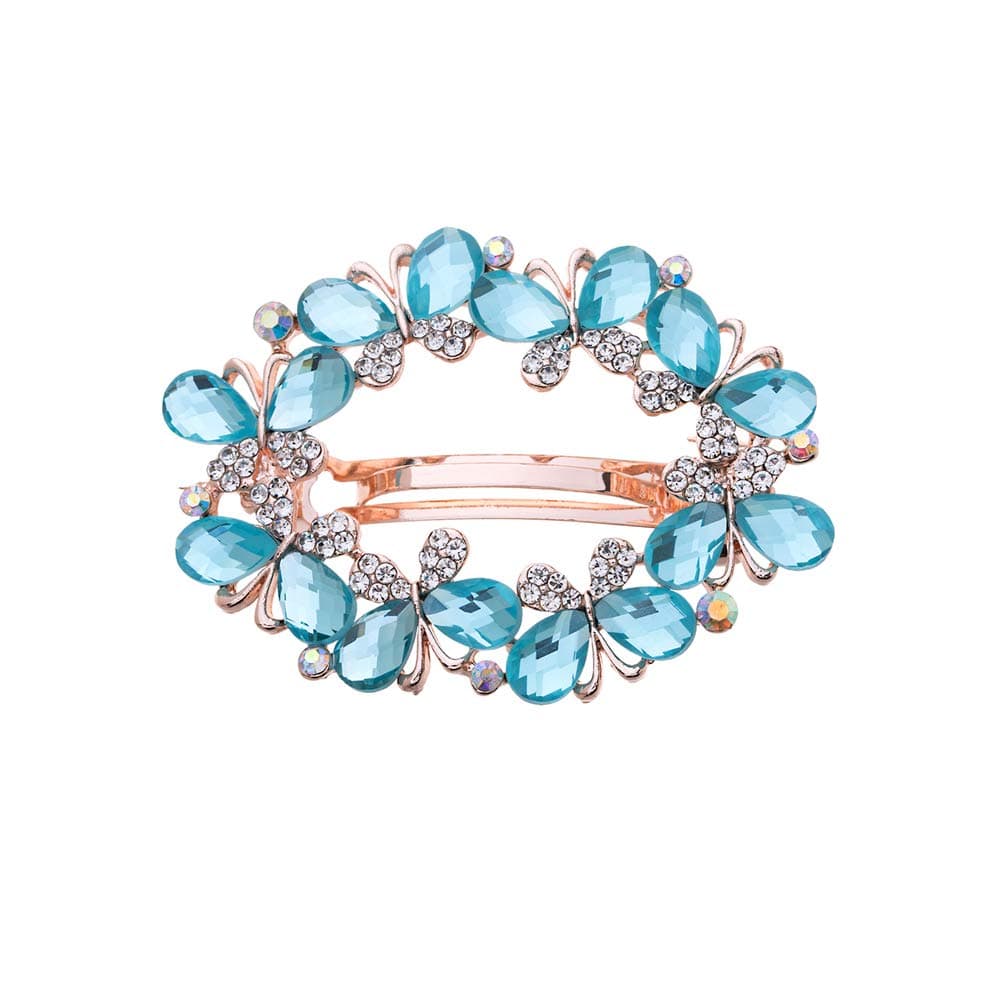 Ruihfas Bridal Hair Jewelry Austria Rhinestone Crystal Hair Barrette for Women Clips Hair Hairpins Lake Blue