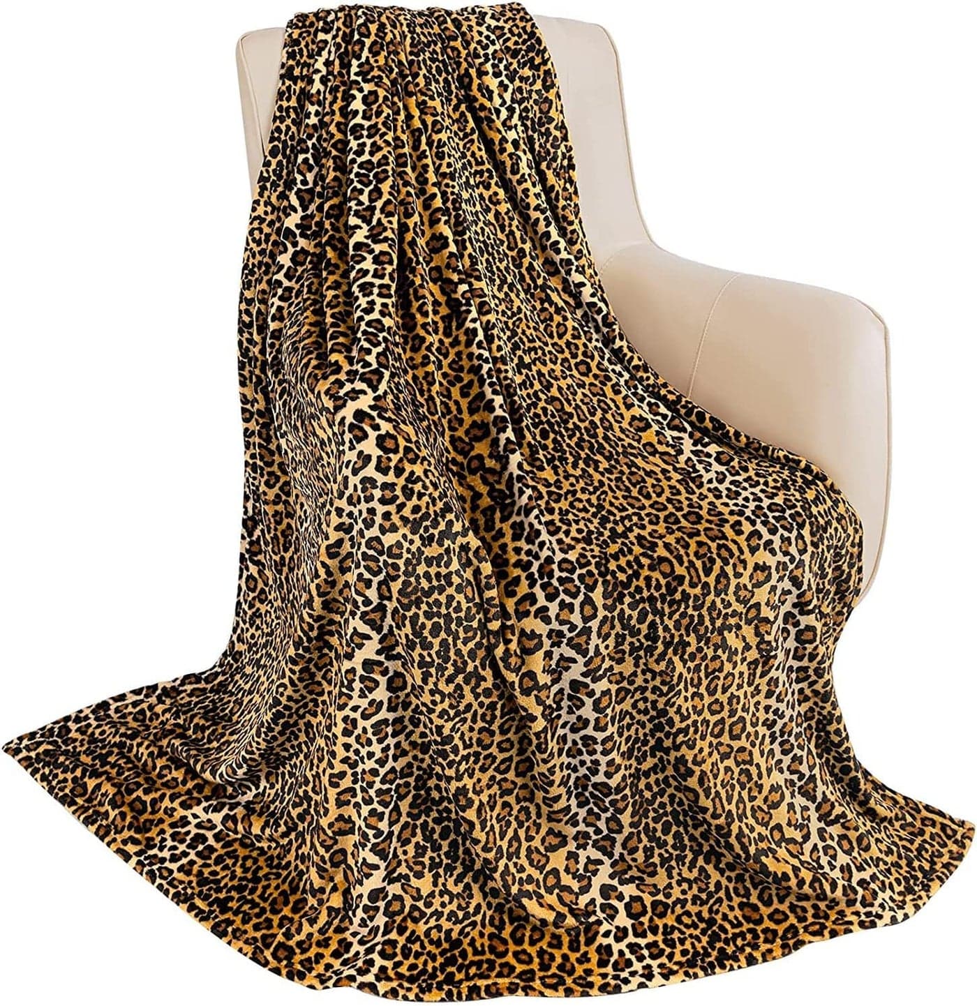 MACEVIA Flannel Fleece Queen Blanket Leopard Print for Adults Fuzzy Cozy Soft Plush Cheetah Blanket for Bed Sofa 260GSM Suitable for All Seasons Brown Leopard 90x90inches