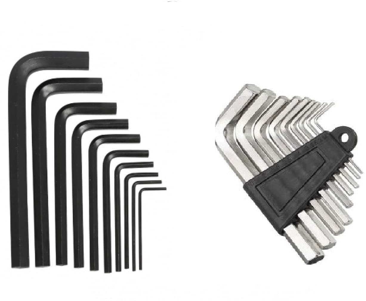Inditrust 19 Pieces Hex Allen Key Wrench L Shape Repair Tool Set 10 pcs Black & 9 pcs White Allen key Allen Key Set
