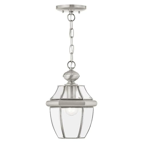 Livex Lighting 2152-91 Monterey 1-Light Outdoor Hanging Lantern, Brushed Nickel