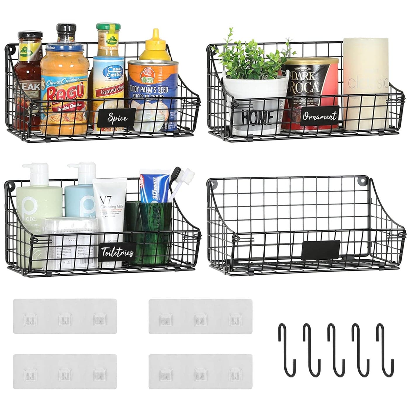 4 Pack Hanging Planters for Railings Rail Planter Hanging Baskets Flower Pot Holders Iron Plant Racks Metal Fence Planter Potted Stand Mounted Balcony Plant Baskets ContainerGarden Steel Pots