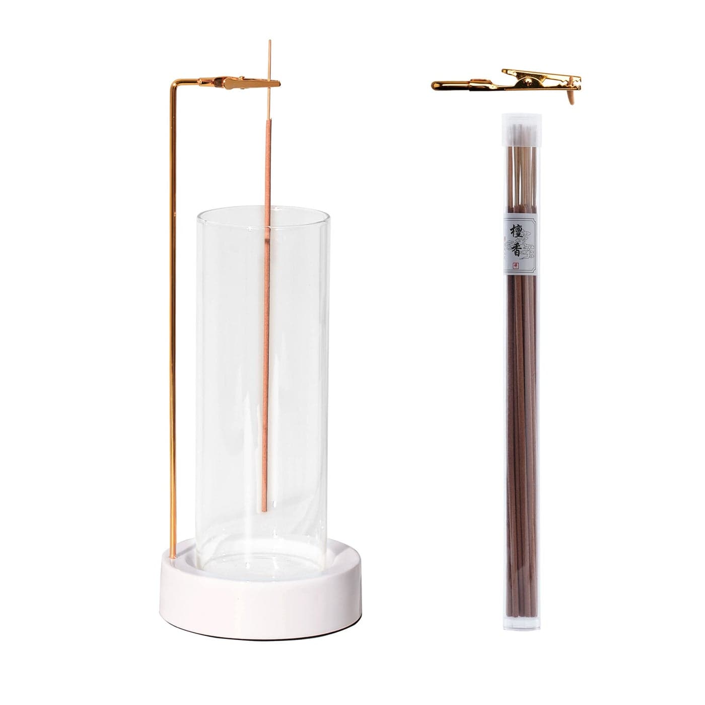 CEREMONY Incense Holder Ceramic Incense Holder for Sticks with Glass Ash CatcherIncense Burner for Meditation Yoga Spa Room Decor
